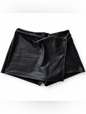 Rewash Black Faux Leather Skort Wrap Mini Size Small Edgy Chic
